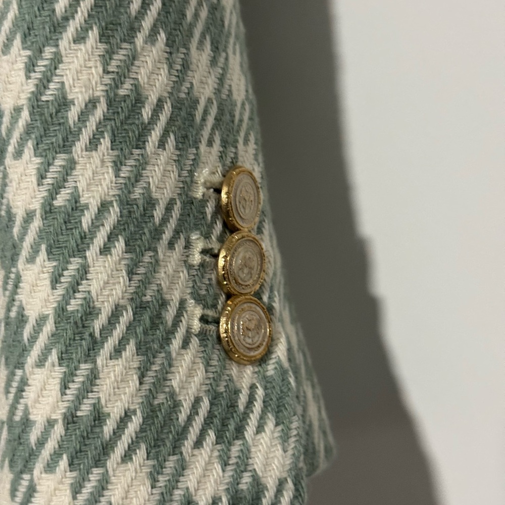 Zara Mint and Cream Houndstooth Blazer - Picture 4 of 8